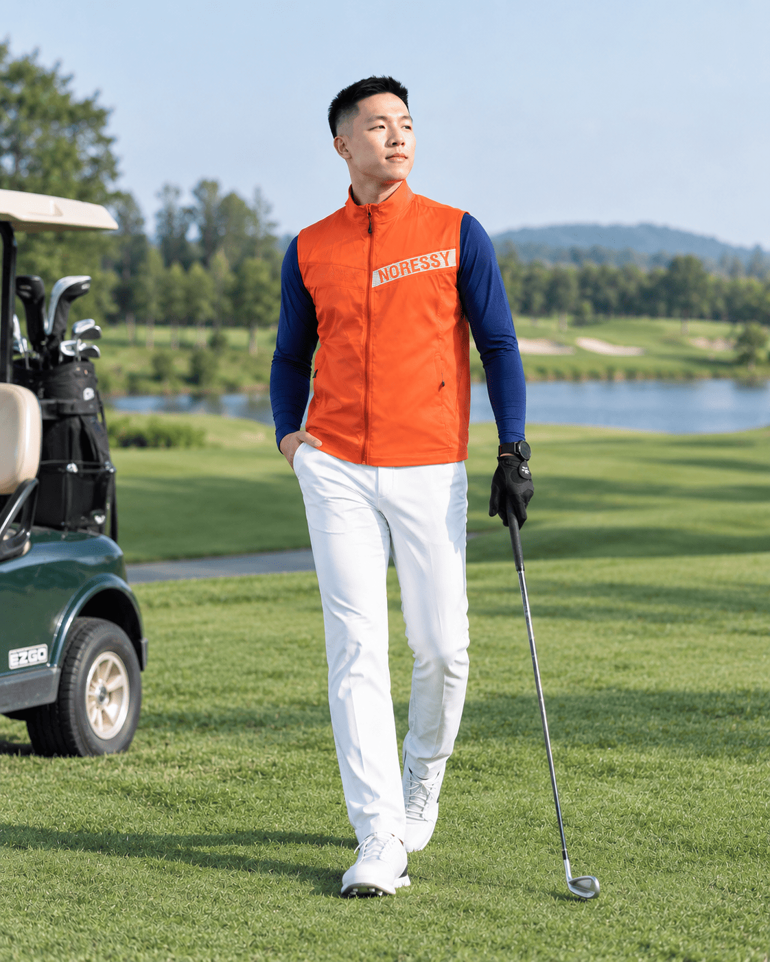 Áo Golf gile nam Noressy AGLN01 Áo gile noressy thoáng khi golf xanh