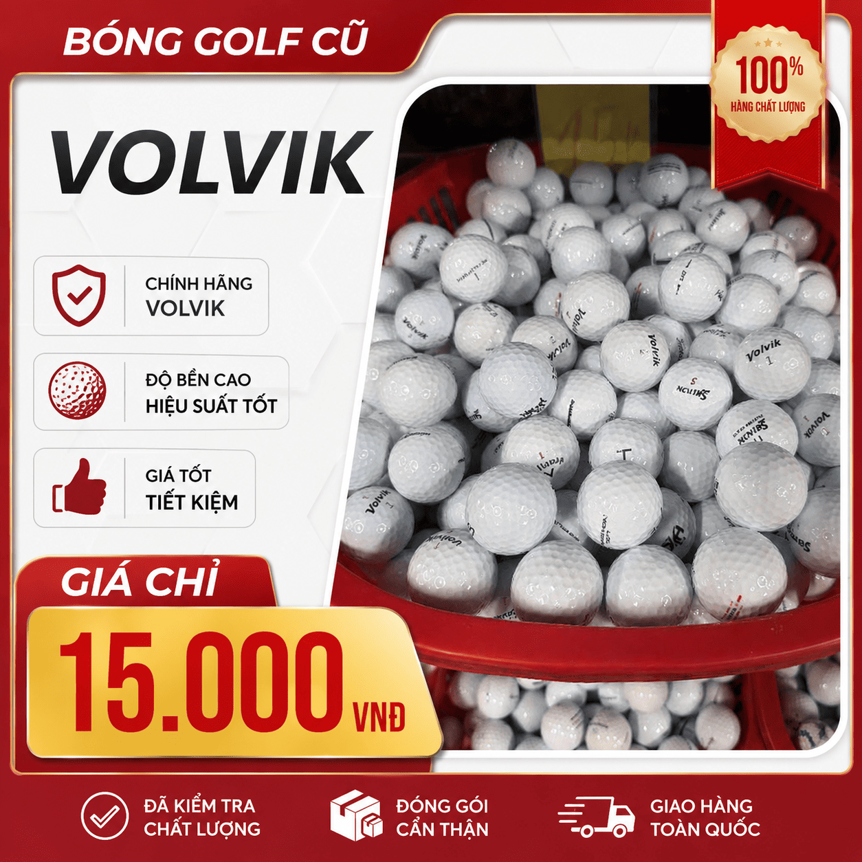Bóng Golf Cũ VolVik 80%-90% ảnh sản phẩm bóng golf volvik cũ 15k