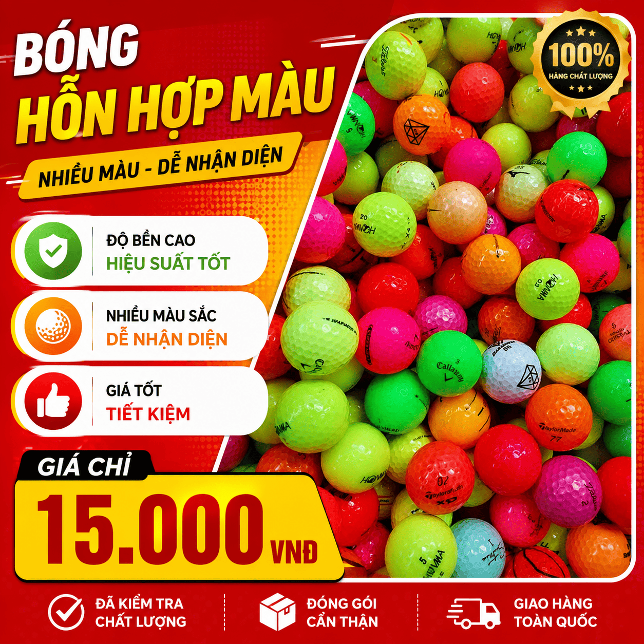Ảnh sản phẩm số 2 bóng golf màu hỗn hợp