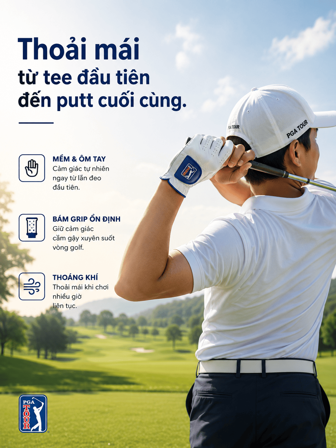 Găng Tay Chơi Golf Da Cừu Tay Trái | PGA Tour ảnh sản phẩm số 4 găng tay golf PGA Tour da cừu golfxanh GTG21