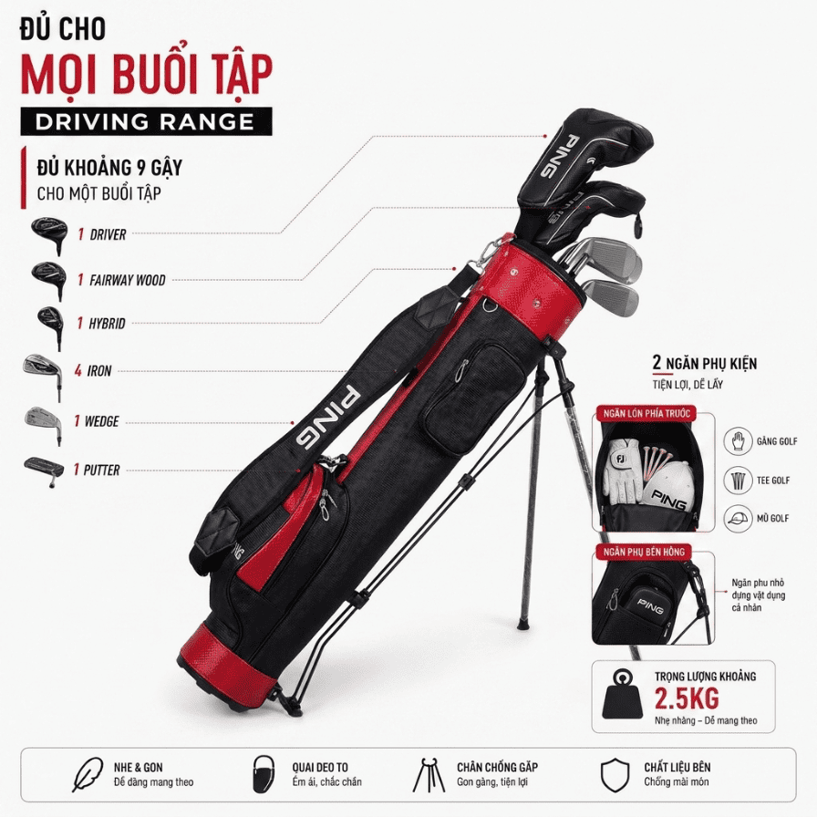 Túi Tập Golf Có Chân Chống Gọn Nhẹ Sunday Bag | Ping Ảnh sản phẩm số 6 túi tập golf có chân chống gọn nhẹ sunday bag Ping