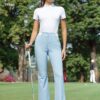 Ảnh sản phẩm số 10 quần golf ống loe nữ hack dáng thắt nơ túi sau KUZ212 PGM Golf Xanh