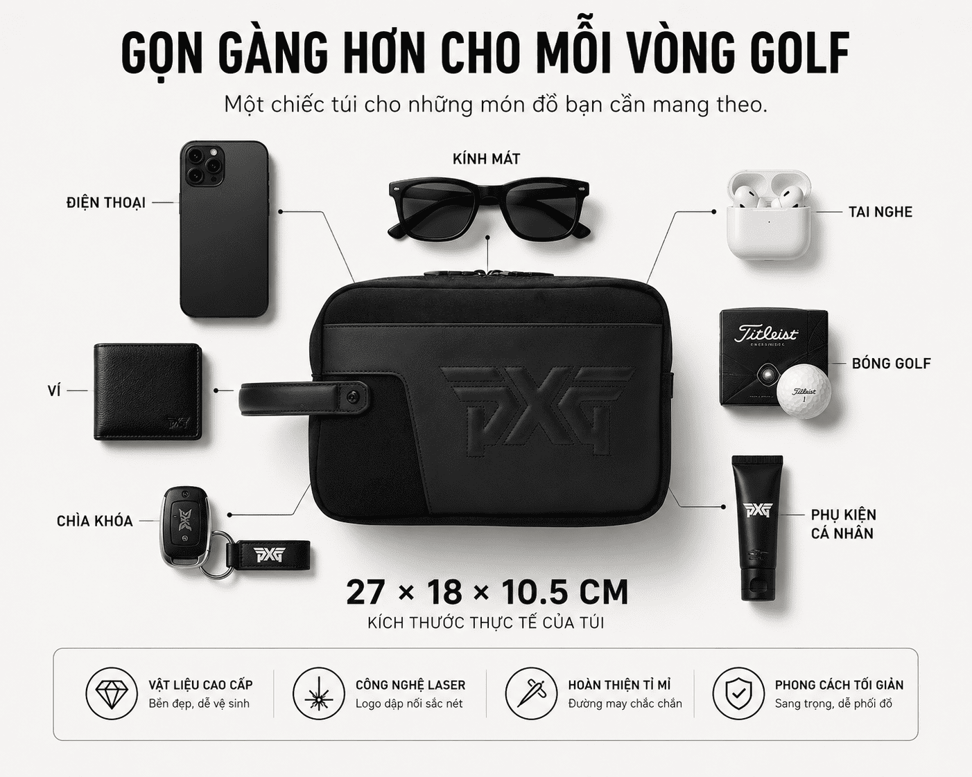 Túi Golf Cầm Tay SS26 | PXG Ảnh sản phẩm số 15 túi golf cầm tay ss26 PXG TGCT68 golfxanh