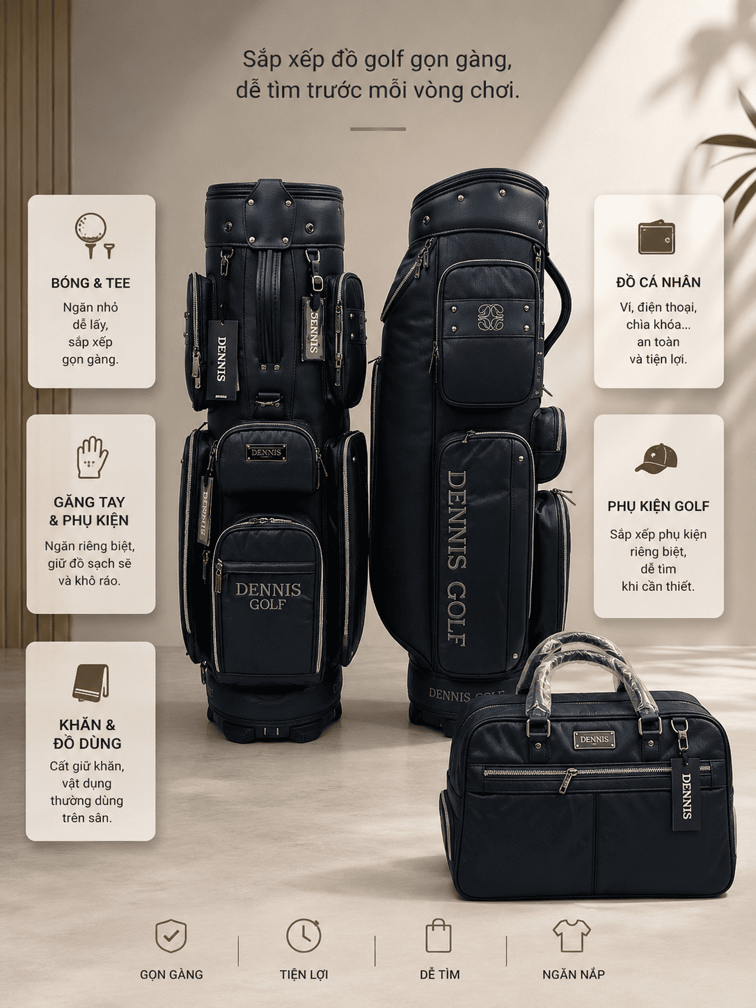 Bộ Túi Gậy Golf và Túi Quần Áo Q2XM-CB011 | Dennis Golf ảnh sản phẩm số 20 bộ túi gậy và túi quần áo golf Q2XM-CB011 Dennis Golf Golf Xanh