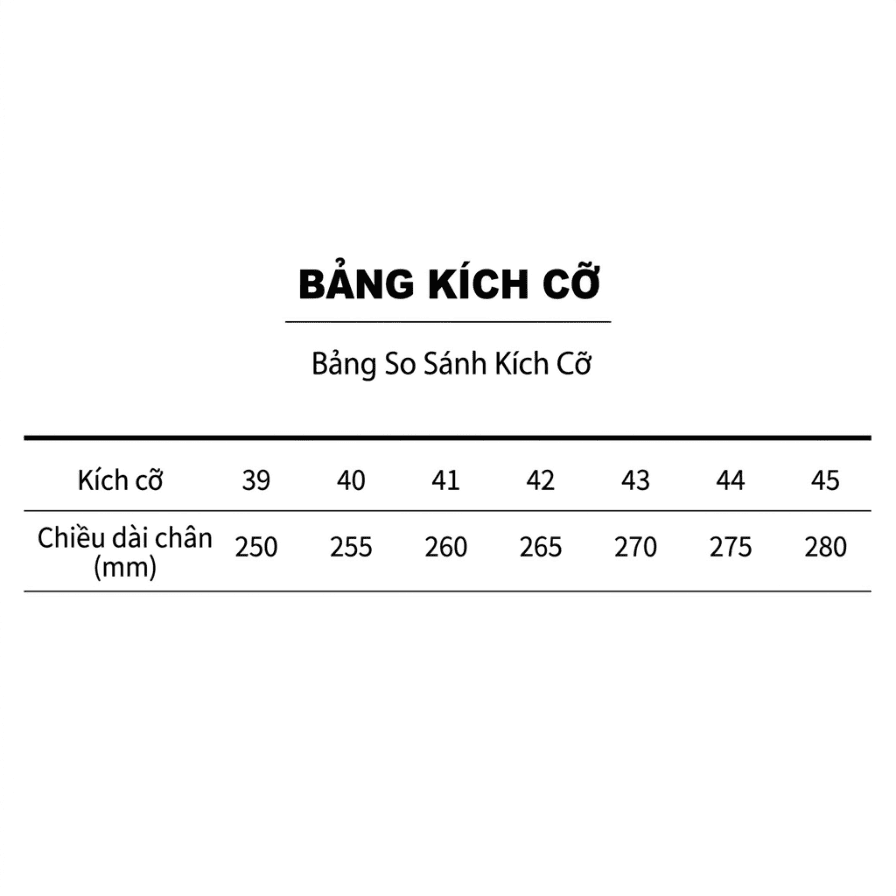 Bảng size giày golf nam PGM