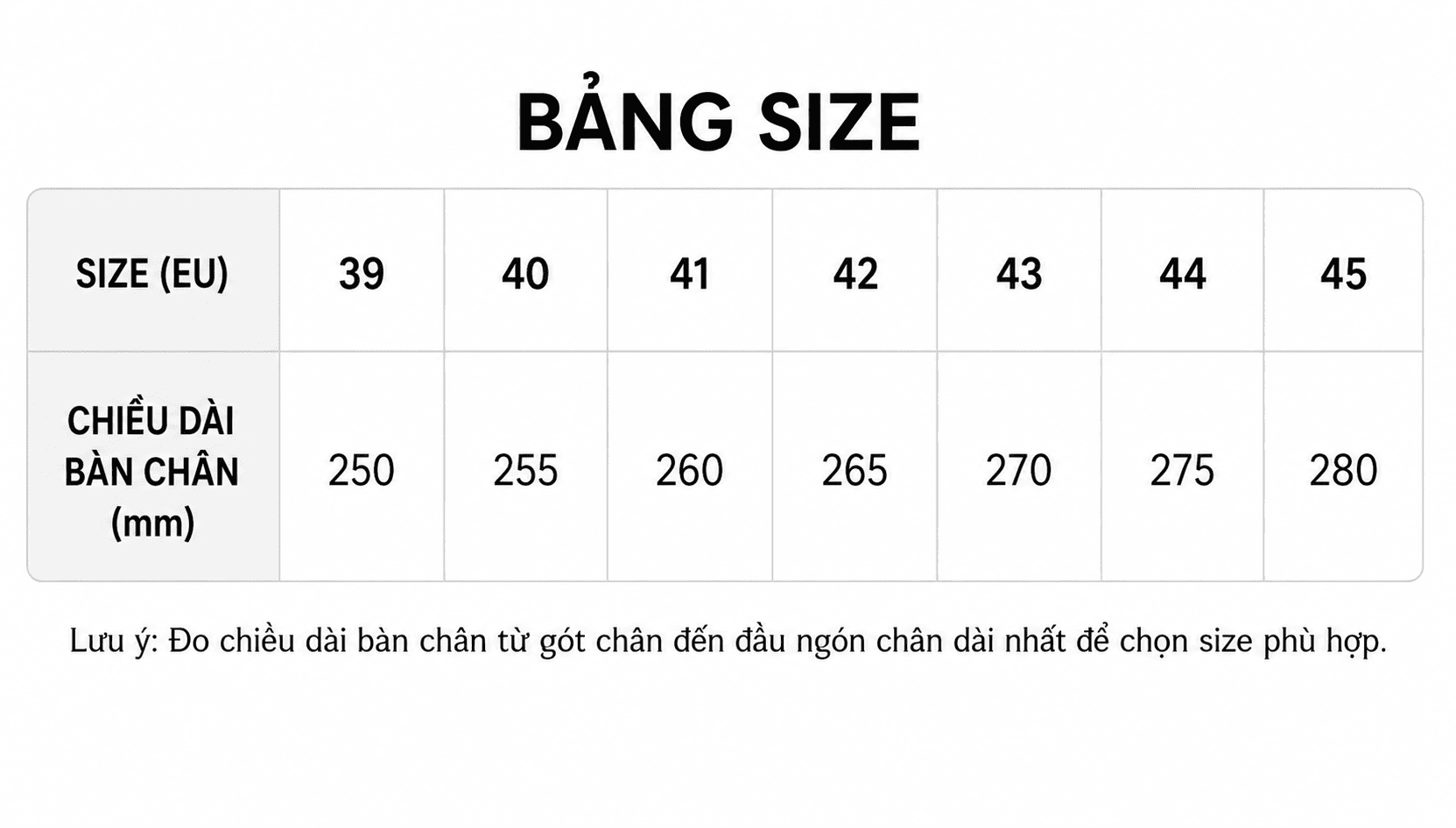 bang size giay golf nam pgm microfiber fabric