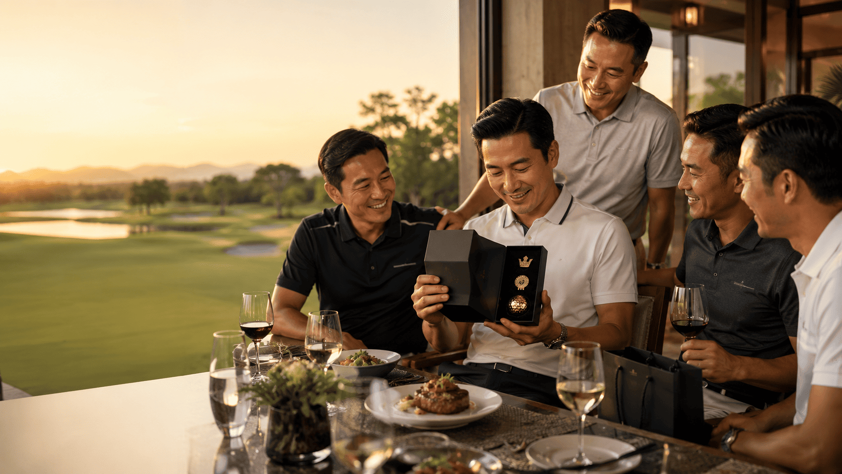 Bóng golf mạ vàng 24K Vertini trong hộp quà cao cấp