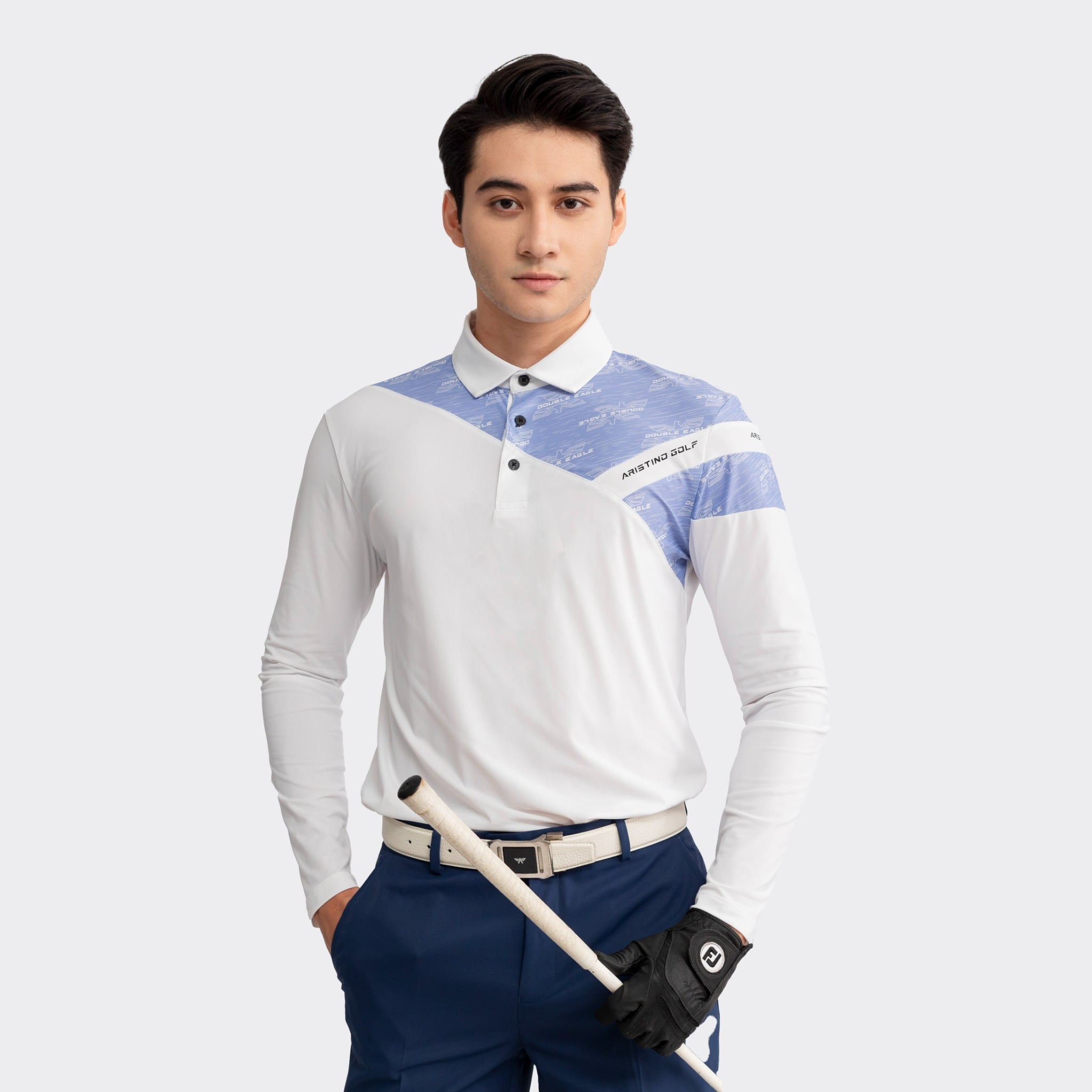 Ảnh sản phẩm số 9 áo dài tay golf nam Anti UV Aristino AGDTN31 Golf Xanh